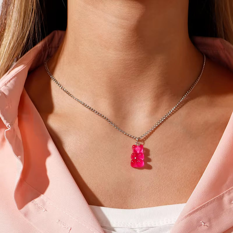 Candy Colors Gummy Bear Necklace 