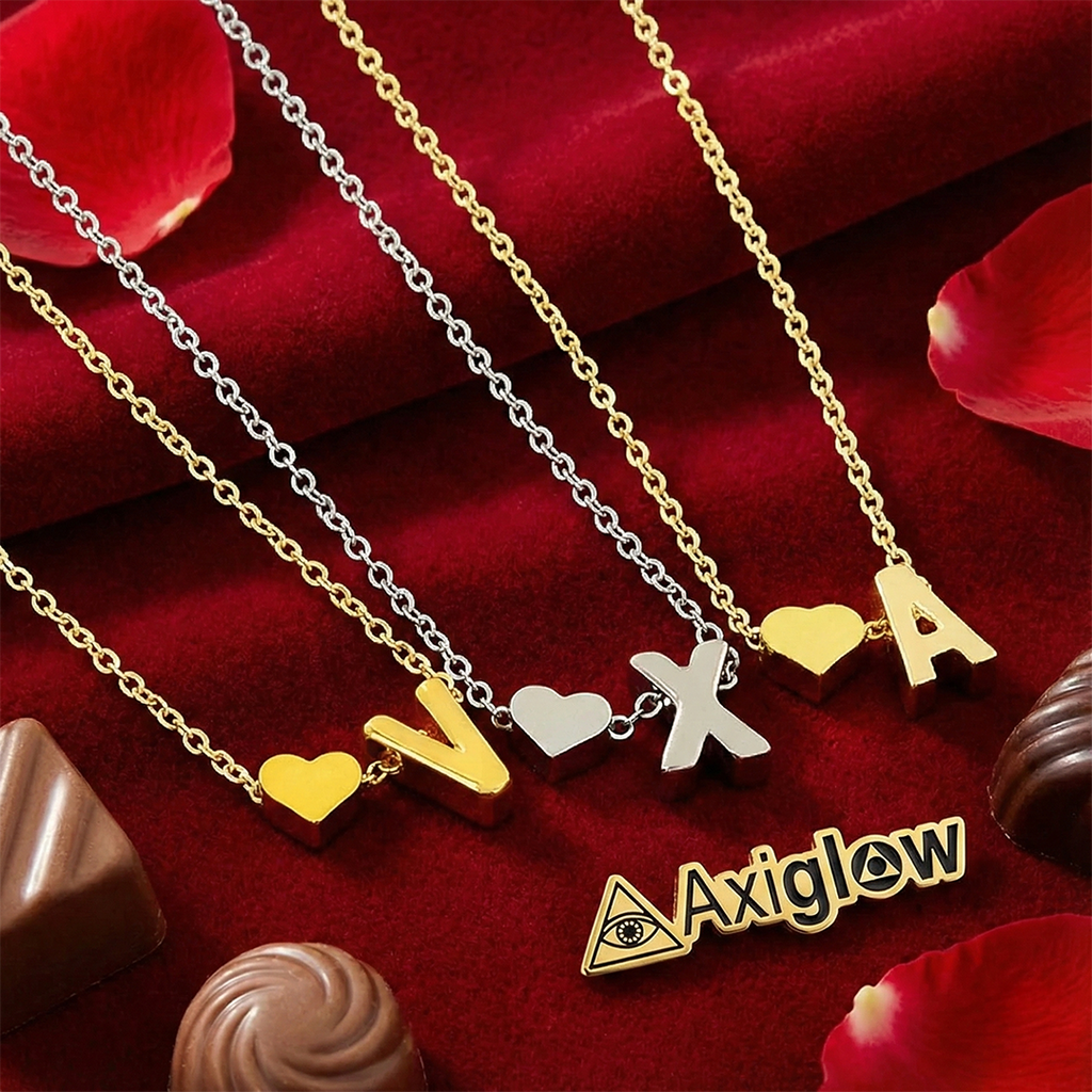 Tiny Heart Dainty Initial Letter Necklace (Gold / Silver)