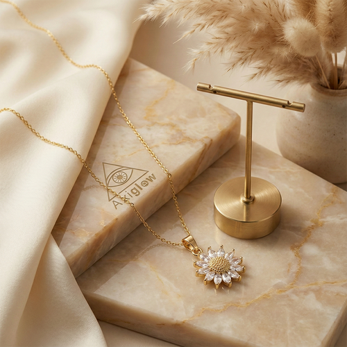 Sunflower Necklace with Gift Box for Women Dainty Stainless Steel Necklace