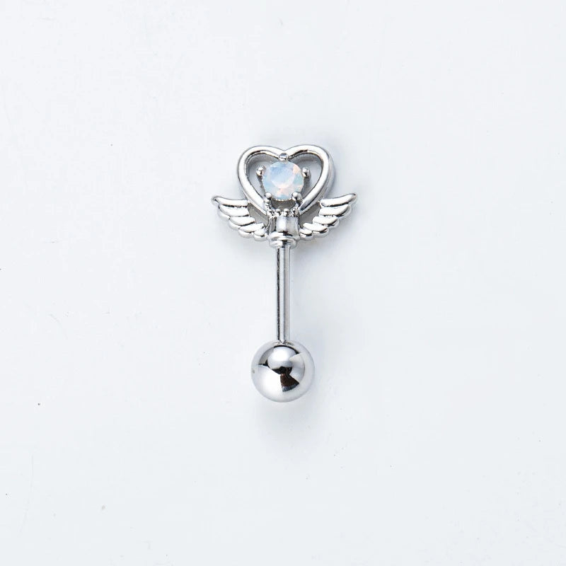 Love Wings Fairy Wand Silver Color 316L Stainless Steel Ear Bone Nail for Women