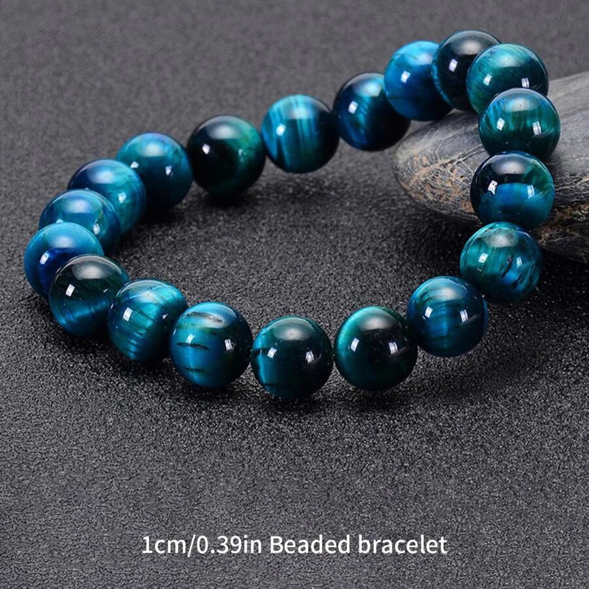 1Pc 6/8/10Mm Minimalist Blue Tiger Eye Stone Beaded Bracelet Natural Stone round Beads Bracelet for Daily Decoration