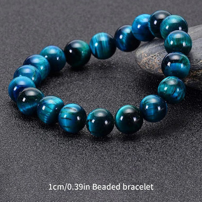 1Pc 6/8/10Mm Minimalist Blue Tiger Eye Stone Beaded Bracelet Natural Stone round Beads Bracelet for Daily Decoration
