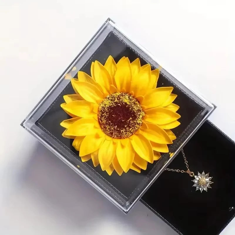 Sunflower Necklace with Gift Box for Women Dainty Stainless Steel Necklace