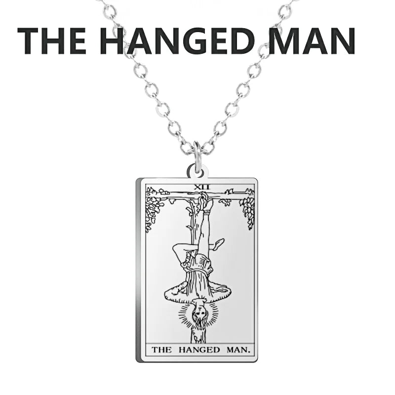 Tarot Cards Stainless Steel Necklace - Wealth Amulet Classic Tarot Major Arcana Divination Charm 