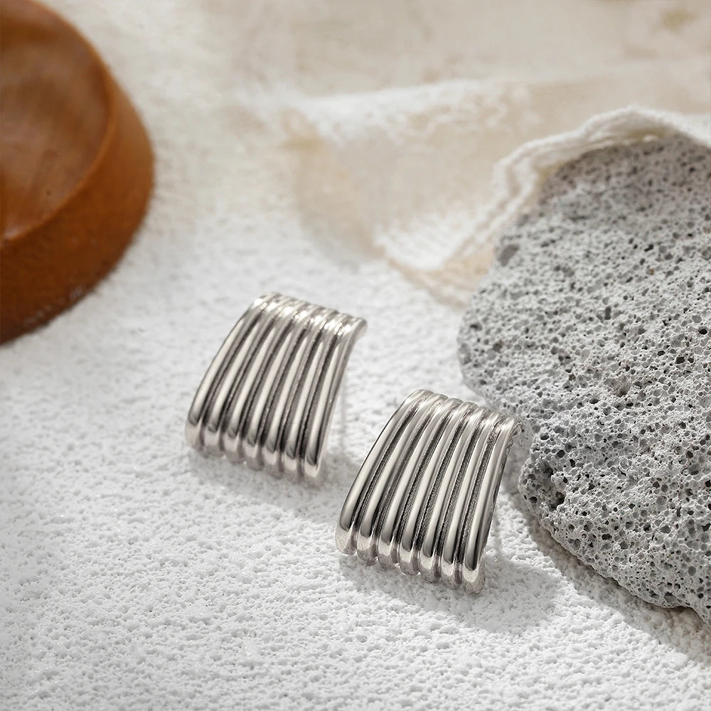 Fashion Glossy Three-Layer Textured Intersecting Knot Earrings