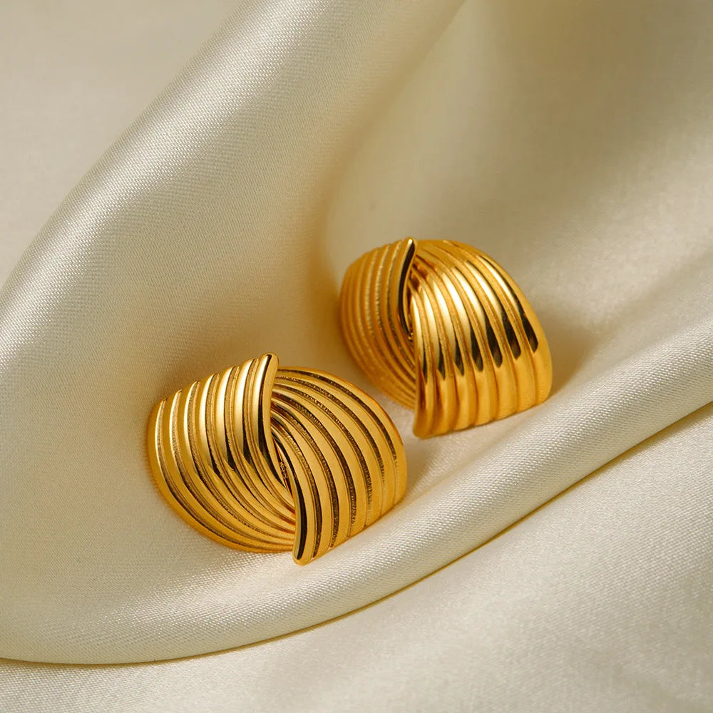 Fashion Glossy Three-Layer Textured Intersecting Knot Earrings