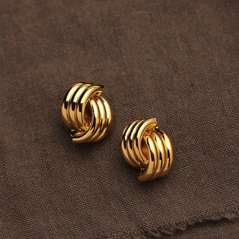 Fashion Glossy Three-Layer Textured Intersecting Knot Earrings