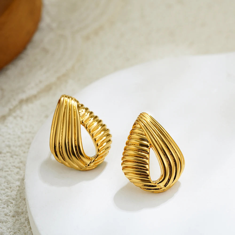 Fashion Glossy Three-Layer Textured Intersecting Knot Earrings