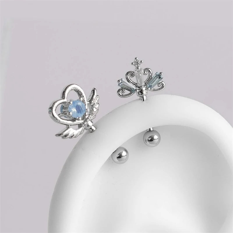 Love Wings Fairy Wand Silver Color 316L Stainless Steel Ear Bone Nail for Women