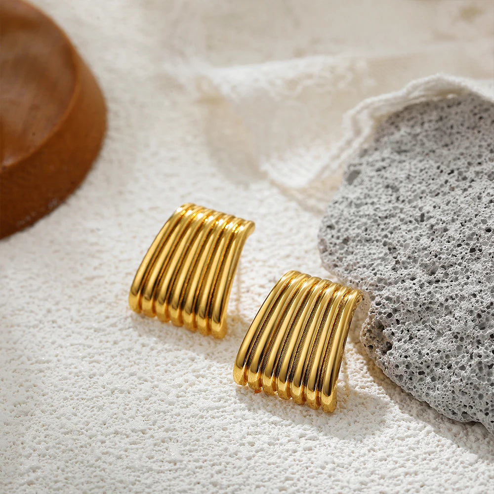 Fashion Glossy Three-Layer Textured Intersecting Knot Earrings