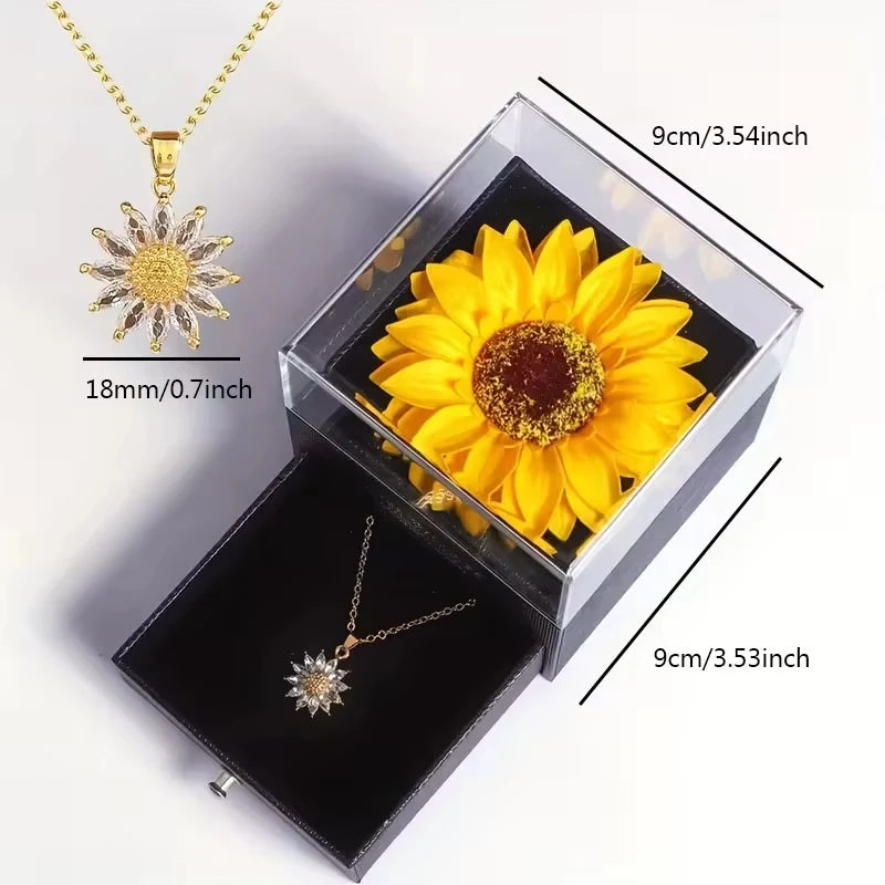 Sunflower Necklace with Gift Box for Women Dainty Stainless Steel Necklace