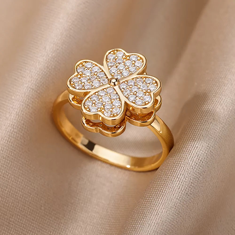 Anillos Gold Color Cubic Zirconia Chic Rings 