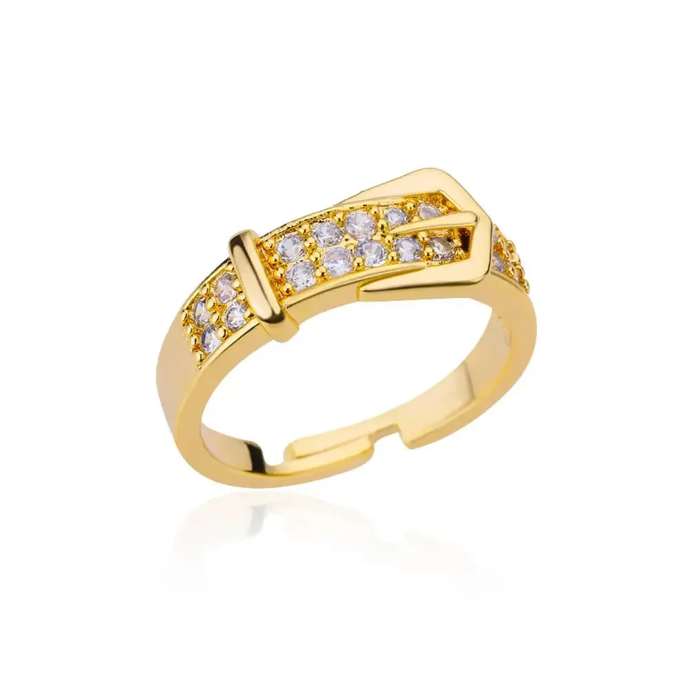 Anillos Gold Color Cubic Zirconia Chic Rings 